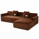 Velours Marron - Housse de Canapé d’Angle Extensible