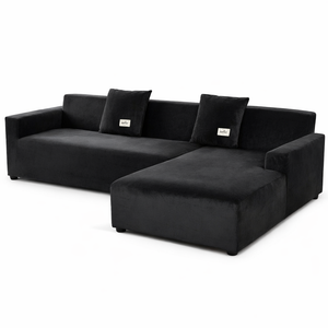 Housse de Canapé d’Angle Velours Noir