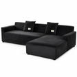 Velours Noir - Housse de Canapé d’Angle Extensible