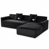 Velours Noir - Housse de Canapé d’Angle Extensible