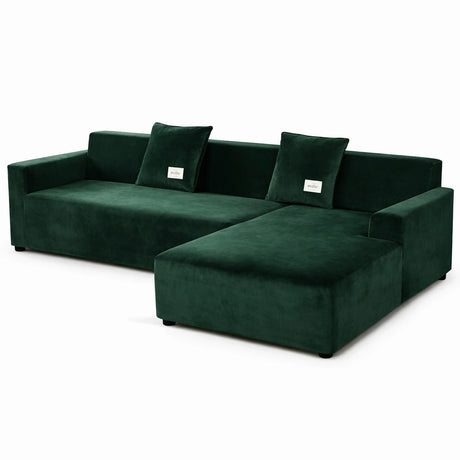 Velours Vert - Housse de Canapé d’Angle Extensible