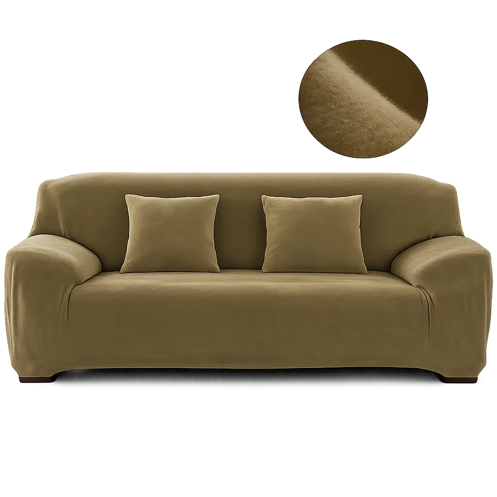 Velours Vert Army - Housse De Canapé Extensible