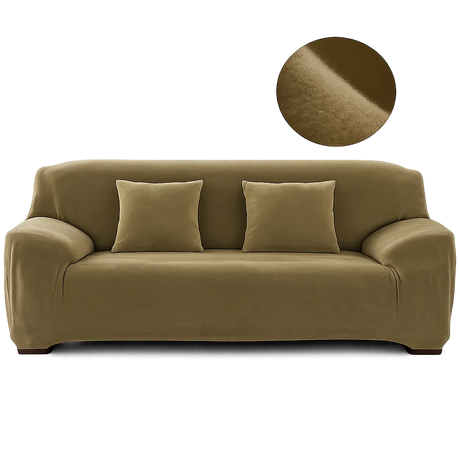 Velours Vert Army - Housse De Canapé Extensible