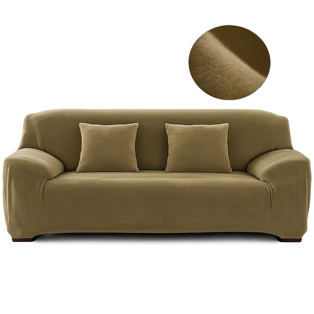 Velours Vert Army - Housse De Canapé Extensible