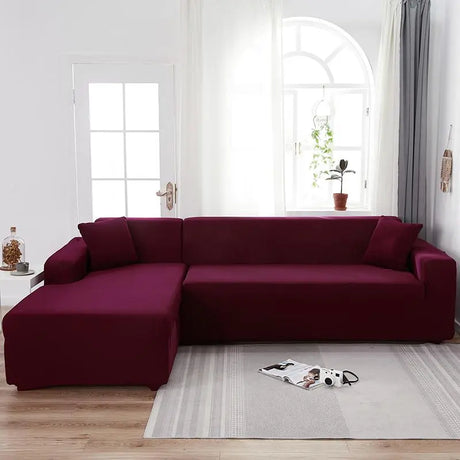 Rouge Vin - Housse de Canapé d’Angle Extensible