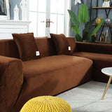 Housse De Canapé d'Angle En Velours Marron