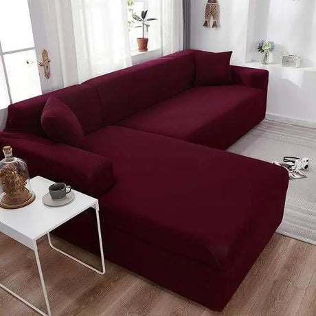Rouge Vin - Housse de Canapé d’Angle Extensible