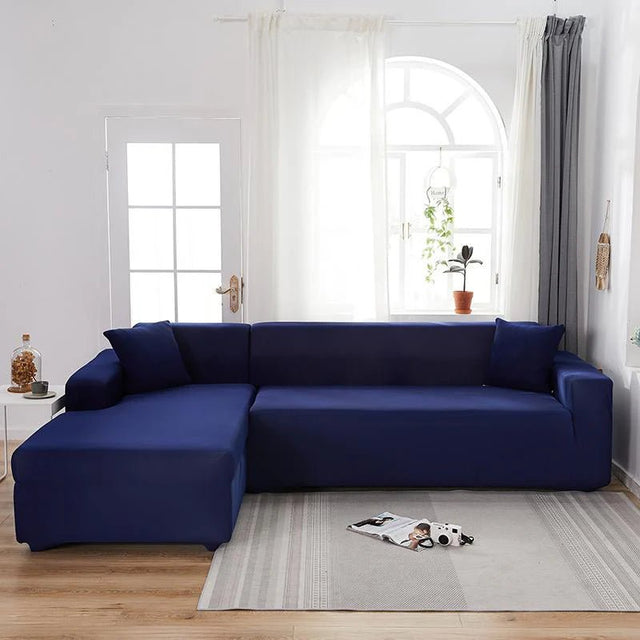 Housse De Canapé d'Angle Bleu Marine - La Maison de la Housse®