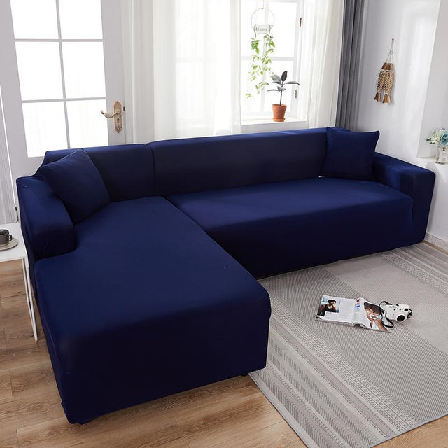 Housse De Canapé d'Angle Bleu Marine - La Maison de la Housse®