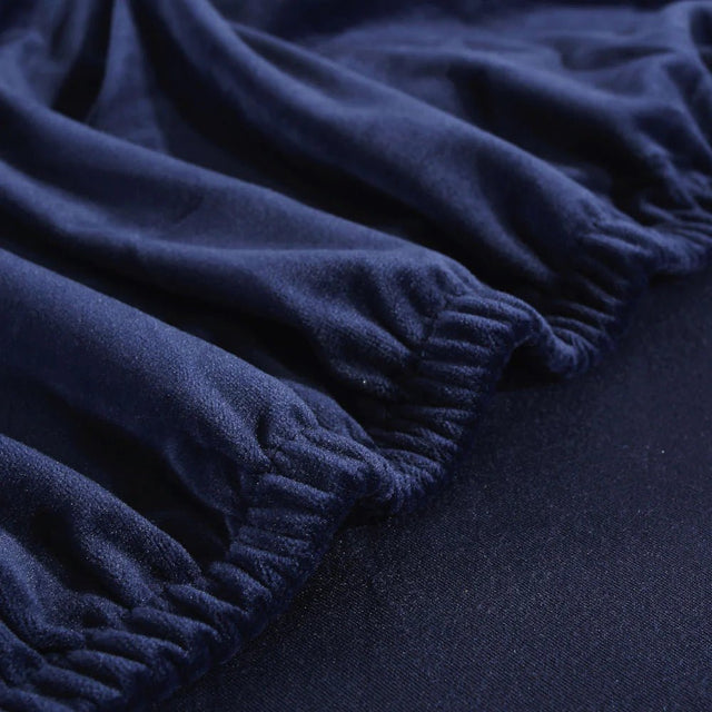 Housse De Canapé d'Angle En Velours Bleu marine - La Maison de la Housse®