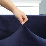 Housse De Canapé d'Angle En Velours Bleu marine - La Maison de la Housse®
