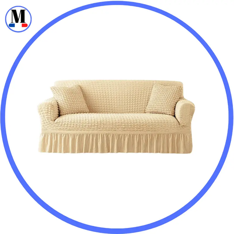 Housse de canapé en Microfibre Style Jupe Beige pour Housse de canapé – La Maison de la Housse®