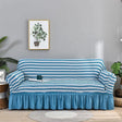 Housse de canapé en Microfibre Style Jupe Bleu - La Maison de la Housse®