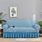Housse de canapé en Microfibre Style Jupe Bleu - La Maison de la Housse®