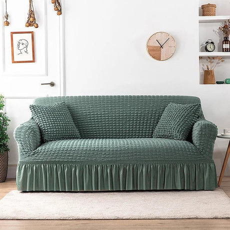 Housse de canapé en Microfibre Style Jupe Bleu cyan - La Maison de la Housse®
