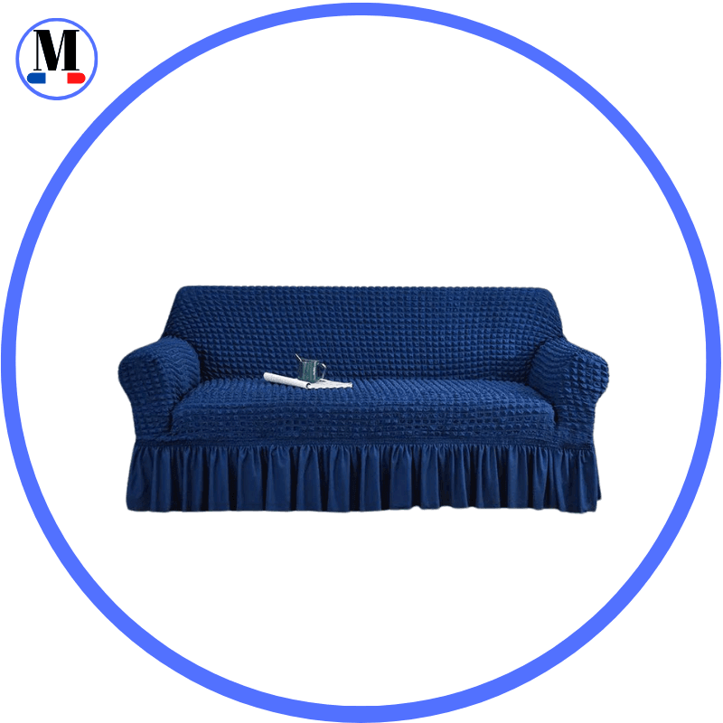 Housse de canapé en Microfibre Style Jupe Bleu Marine - La Maison de la Housse®