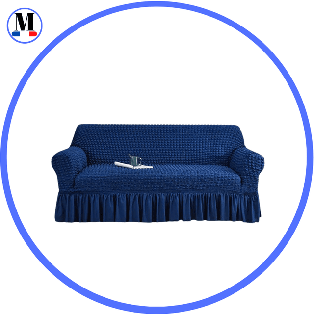 Housse de canapé en Microfibre Style Jupe Bleu Marine - La Maison de la Housse®