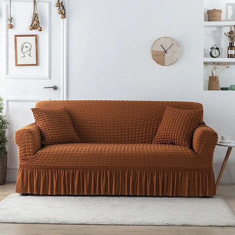 Housse de canapé en Microfibre Style Jupe Café - La Maison de la Housse®