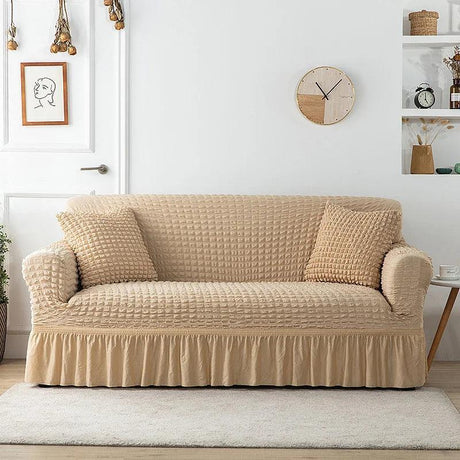 Housse de canapé en Microfibre Style Jupe Camel 2 - La Maison de la Housse®