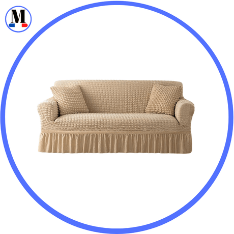 Housse de canapé en Microfibre Style Jupe Camel 2 - La Maison de la Housse®