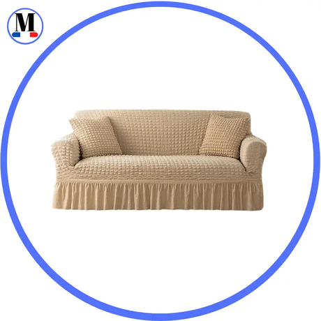 Housse de canapé en Microfibre Style Jupe Camel 2 pour product_type – La Maison de la Housse®