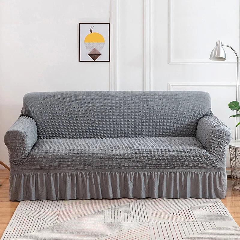Housse de canapé en Microfibre Style Jupe Gris - La Maison de la Housse®