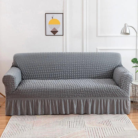 Housse de canapé en Microfibre Style Jupe Gris - La Maison de la Housse®