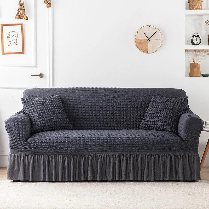 Housse de canapé en Microfibre Style Jupe Gris foncé - La Maison de la Housse®