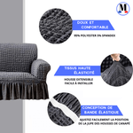Housse de canapé en Microfibre Style Jupe Marron - La Maison de la Housse®