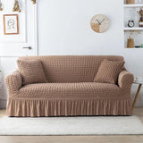 Housse de canapé en Microfibre Style Jupe Marron Clair - La Maison de la Housse®