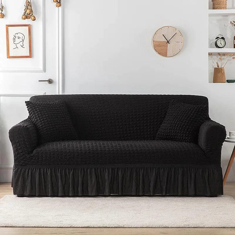 Housse de canapé en Microfibre Style Jupe Noir - La Maison de la Housse®