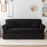 Housse de canapé en Microfibre Style Jupe Noir - La Maison de la Housse®