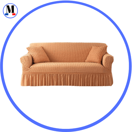 Housse de canapé en Microfibre Style Jupe Orange - La Maison de la Housse®