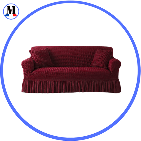 Housse de canapé en Microfibre Style Jupe Rouge Vin - La Maison de la Housse®