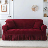 Housse de canapé en Microfibre Style Jupe Rouge Vin - La Maison de la Housse®