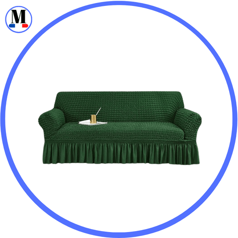 Housse de canapé en Microfibre Style Jupe Vert - La Maison de la Housse®