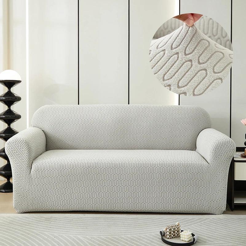 Housse de Canapé Jacquard Gris Clair - La Maison de la Housse®