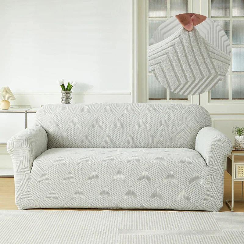 Housse de Canapé Jacquard Gris Clair - La Maison de la Housse®