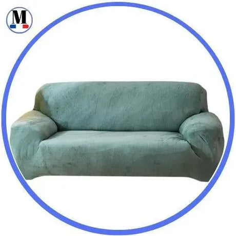 Housse de Canapé Extensible en Velours Vert Lac pour Housse En Velours – La Maison De La Housse