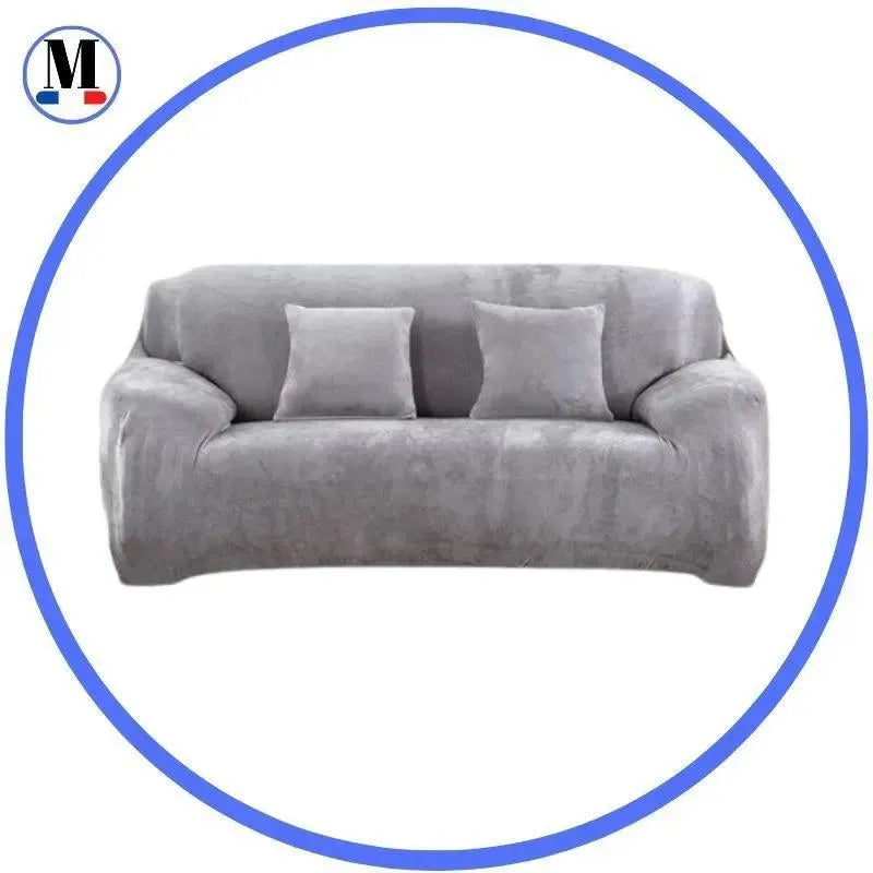 housse-en-velours-gris-pour-canape-extensible-ajustable – La Maison de la Housse