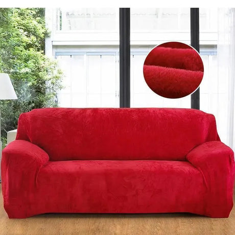 Housse de Canapé Extensible en Velours Rouge pour Housse En Velours – La Maison De La Housse