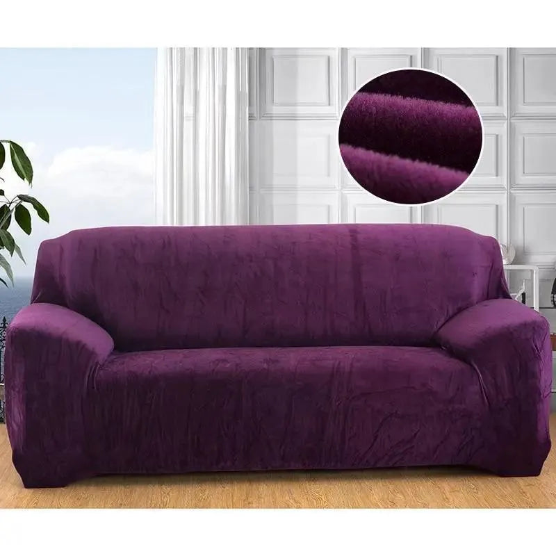 housse-en-velours-violet-pour-canape-extensible-ajustable – La Maison de la Housse