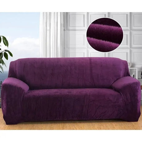 housse-en-velours-violet-pour-canape-extensible-ajustable – La Maison de la Housse