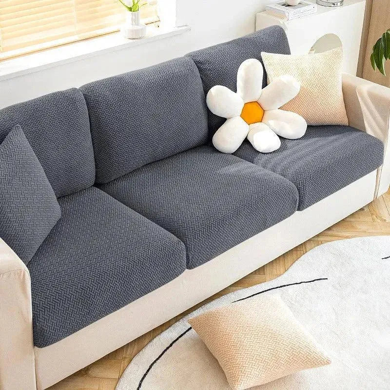 Housse De Canapé Chenille Élastique Douce – Protection Antitaches Pour Dossier, Coussin & Appui-tête, Toutes Saisons (Gris, 65-80 X 65-80 Cm)