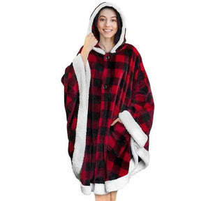 plaid-poncho-sweat-cape-rouge-carreaux – La Maison de la Housse
