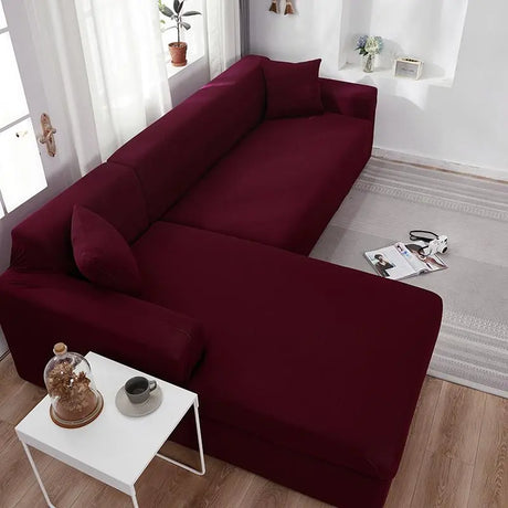 Rouge Vin - Housse de Canapé d’Angle Extensible