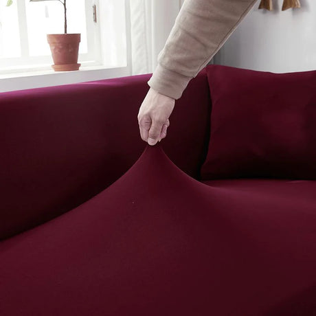 Rouge Vin - Housse de Canapé d’Angle Extensible