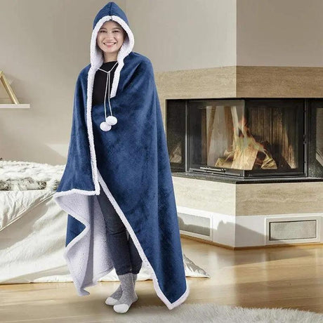 Couverture Plaid Capuche Géant Bleu - La Maison de la Housse®
