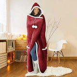 Couverture Plaid Capuche Géant Rouge - La Maison de la Housse®
