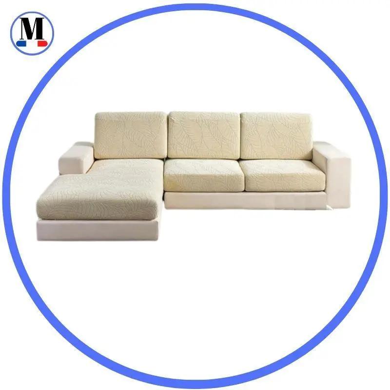 Housse Coussin d'Assise Canapé - Motif jacquard velours beige - La Maison de la Housse®